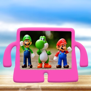 XCRS Kids Case Apple iPad 10.2-inch 9th Gen (2021), 8th Gen (2020), 7th Gen (2019), Light Weight, Handle Friendly Cover with Free-Stand, Durable, EVA Foam Silicone Case Hot Pink