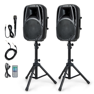 Gymax 1600W Portable 2-Way Powered Speaker System w/ Microphone