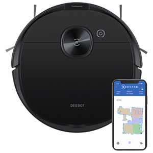 Ecovacs Deebot Ozmo N8 Bagless Robot Vacuum & Mop for Multi-Surface with 2300Pa Suction, LiDAR TrueMapping, 110 min - Black