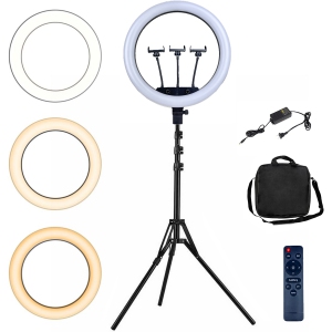 Vivider 18 Inch Dimmable 3200-5500K LED Ring Light with 6.2 FT 1.9 M Stand Lighting Kit for Smartphone Video Shooting Camera Photography, YouTube Videos, Makeup with Carrying Bag