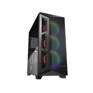 Cougar Dark Blader X5 RGB Mid Tower ATX Computer Case, Tempered Glass Side Panel, 3x 120mm ARGB VK120 Fans Pre-Installed, Black