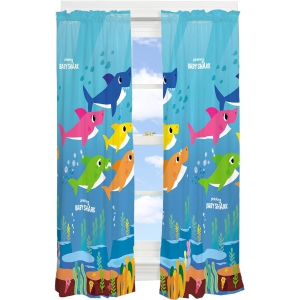 Baby Shark Kids Room Window Drapes Curtains, Set of 2 (42" x 63" Each)