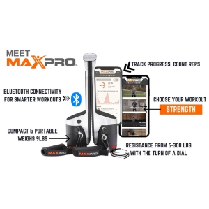 MAXPRO Portable Cable Smart Home Gym - Versatile Fitness Exercise Machine  w/Bluetooth, Burn, Tone and Build Strength, HIIT, Plyo, (Raw Metal)  (E1101-NNA-NG / 13152594)