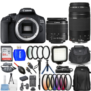 Canon EOS 2000D with EF-S 18-55mm III Lens Bundle 7 - US Version w/ Seller Warranty