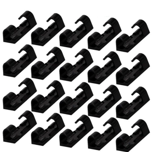 ISTAR 100 Pcs Self-Adhesive Cable Clips Organizer Drop Wire Holder Cord Management System (Black)