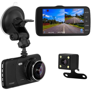 navor Dual Dash Cam Full HD 1080P 170° Dash Camera 4.0 Inch Screen Dash Cam Front and Rear, Dashboard Car Camera with G-Sensor, Loop Recording, Motion Detection, Parking Monitor