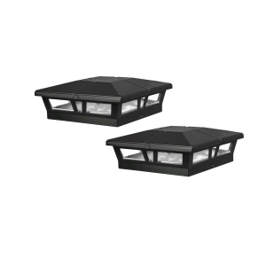 Classy Caps 6x6 Black Aluminum Cambridge Solar Post Cap SLC771B (2 Pack)