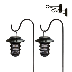 Classy Caps Black Aluminum Nottingham Solar Hanging Coach Light SHW553 (2 Pack)