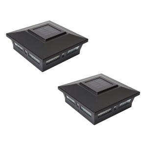 Classy Caps 6x6 Black Aluminum Oxford Solar Post Cap SLX772B (2 Pack)