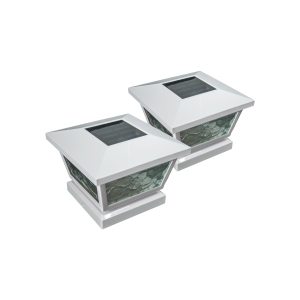Classy Caps 5x5-4x4-3.5x3.5 White Fairmont Solar Post Cap FS100W (2 Pack)