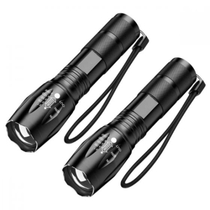 XML T6 Tactical Ultra Bright LED Flashlight with Adjustable Focus and 5 Light Modes for Camping Hiking (2 Pack)