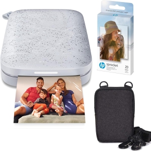 HP Sprocket Portable 2x3" Instant Photo Printer Zink Paper Bundle, Luna Pearl