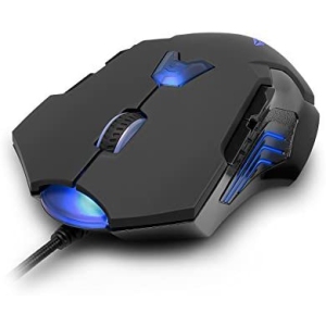 PUREX Technology 8200 DPI High Precision Programmable Wired Laser Gaming Mouse, 8 Programmable Buttons, 6 DPI Settings, 6 Color Led Indicating Different Profiles, Omron Micro Switch, Black Rubber Coat