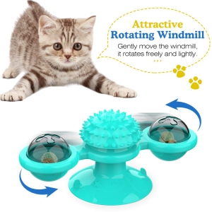 GBSYU Interactive Windmill Cat Toys with Catnip : Cat Toys for Indoor Cats  Funny Kitten Toys with LED Light Ball Suction Cup‖Cat Nip Toy for Cat chew