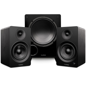 Fluance Ai61 Powered 6.5" Stereo Bookshelf Speakers, DB10 10" Powered Subwoofer, 15ft RCA Subwoofer Cable