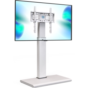 FITUEYES White Floor TV Stand for 32 - 65 inch TV Screen with Swivel Mount Bracket, Metal Base Hold up to 88 lbs, Height Adjustable and Cable Management