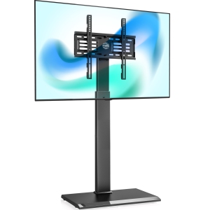 FITUEYES Iron Base Swivel Floor TV Stand with Bracket Mount Space Saving for TVs Up to 65 inch LCD LED OLED Plasma Flat Panel or Curved Screen Height Adjustable