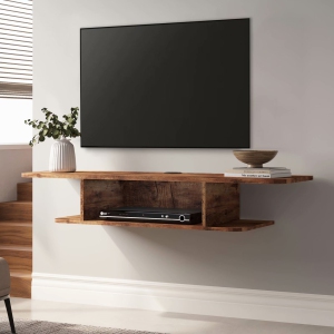 FITUEYES Floating TV Stands Wall Mounted Media Console for TV's up to 55" Entertainment Storage AV Shelf,Rustic Brown