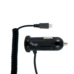 Fuse - Car Charger Lightning MFi Hard Wired 2.4Amp + Additional USB Port 8ft Coil MFi