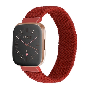 StrapsCo Elastic Nylon Watch Band Strap for Fitbit Versa & Versa 2 - S - Fits 5.8" - 6.1" Wrist - Cassis