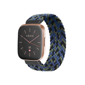 StrapsCo Patterned Elastic Nylon Watch Band Strap for Fitbit Versa & Versa 2 - S - Fits 5.8" - 6.1" Wrist - Digi Grey