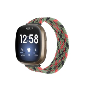 StrapsCo Patterned Elastic Nylon Watch Band Strap for Fitbit Versa 3 - L - Fits 6.6" - 6.9" Wrist - Grey Pop