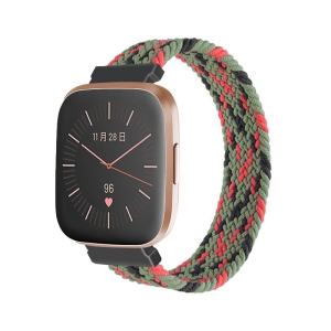 StrapsCo Patterned Elastic Nylon Watch Band Strap for Fitbit Versa & Versa 2 - M - Fits 6.2" - 6.5" Wrist - Grey Pop