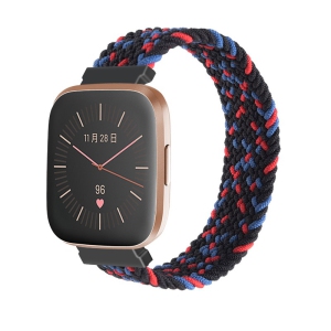 StrapsCo Patterned Elastic Nylon Watch Band Strap for Fitbit Versa & Versa 2 - L - Fits 6.6" - 6.9" Wrist - Digi Flecks