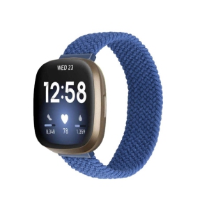StrapsCo Elastic Nylon Watch Band Strap for Fitbit Sense - M - Fits 6.2" - 6.5" Wrist - Blue Drop