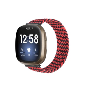 StrapsCo Patterned Elastic Nylon Watch Band Strap for Fitbit Sense - M - Fits 6.2" - 6.5" Wrist - Fuchsia Waves
