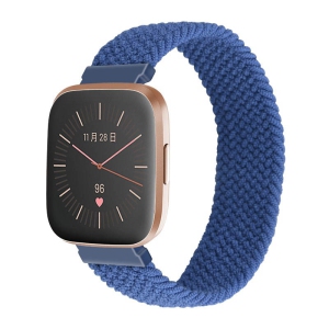 StrapsCo Elastic Nylon Watch Band Strap for Fitbit Versa & Versa 2 - S - Fits 5.8" - 6.1" Wrist - Blue Drop
