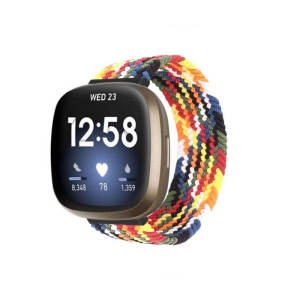 StrapsCo Patterned Elastic Nylon Watch Band Strap for Fitbit Sense - M - Fits 6.2" - 6.5" Wrist - Space Blend 02