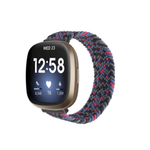 StrapsCo Patterned Elastic Nylon Watch Band Strap for Fitbit Versa 3 - L - Fits 6.6" - 6.9" Wrist - Pink Flecks