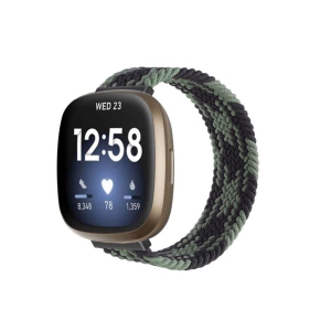 StrapsCo Patterned Elastic Nylon Watch Band Strap for Fitbit Sense - M - Fits 6.2" - 6.5" Wrist - Houndstooth