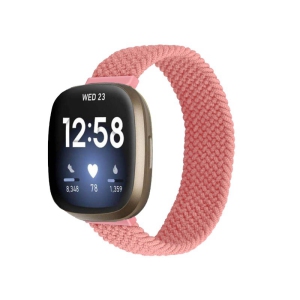 StrapsCo Elastic Nylon Watch Band Strap for Fitbit Sense - S - Fits 5.8" - 6.1" Wrist - Salmon