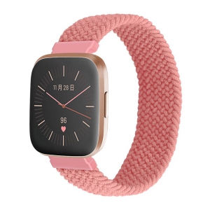 StrapsCo Elastic Nylon Watch Band Strap for Fitbit Versa & Versa 2 - S - Fits 5.8" - 6.1" Wrist - Salmon