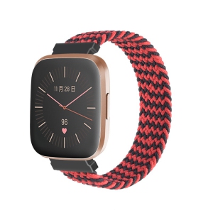StrapsCo Patterned Elastic Nylon Watch Band Strap for Fitbit Versa & Versa 2 - S - Fits 5.8" - 6.1" Wrist - Fuchsia Waves