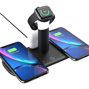 WINGOMART 5in1 Wireless Fast Charging Dock W/ Night Light, Qi Certified for Apple Airpods iPhone 16 pro max iphone 15 14 13 12 wireless charger stand for Apple Watch Samsung & more