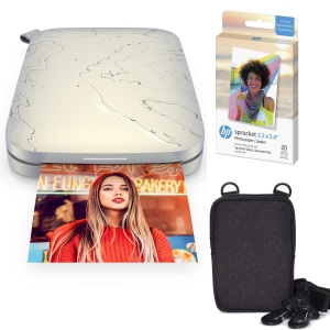 HP Sprocket Select Portable Instant Photo Printer for Android and iOS Devices (Eclipse) Zink Paper Bundle, White