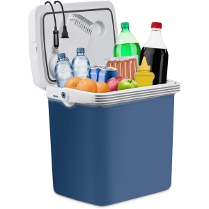 Ivation Electric Cooler & Warmer |27 Quart (25 L) Portable Thermoelectric Fridge| Includes Carry Handle, 110V AC Home Power Cord & 12V Car Adapter Great for Camping, Travel & Picnics