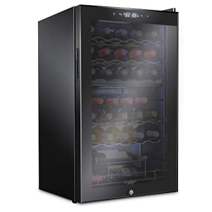 Ivation 33 Bottle Dual Zone Wine Cooler Refrigerator w/Lock | Large Freestanding Wine Cellar For Red, White, Champagne & Sparkling Wine | 41f-64f Digital Temperature Control Fridge
