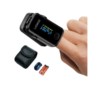 LOOKEE® Premium Pulse Oximeter Finger Monitor | Proudly Canadian | Blood Oxygen Monitor | Medical Grade Accuracy, Alarm & PI | OLED Display | With Carry Case, Batteries & Lanyards