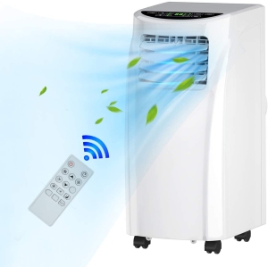 Gymax 3-in-1 Portable Air Conditioner - 8000 BTU (230 sq ft Coverage) - 56dB, Remote - Black + White