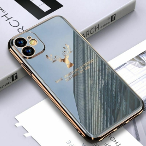 Plating Deer Case Camera Protect Phone Skin Case Cover For iPhone 12 Pro Max (Gray)