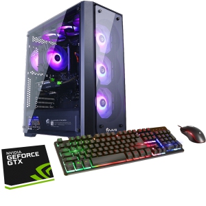 HAJAAN Wind W70 Gaming Tower PC - AMD Ryzen 7 2700 Octa-Core Processor Up to 4.1GHz, 32GB DDR4 RAM, 1TB SSD+1TB HDD, Nvidia GeForce GTX 1650 4GB, RGB Fans, WIFI Windows 10 Home, NEW