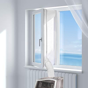 HOOMEE 400 cm Universal Window Seal for Portable Air Conditioner and Tumble Dryer Works with Every Mobile Air-Conditioning Unit, Easy to Install - Air Exchange Guards with Zip and Adhesive Fastener