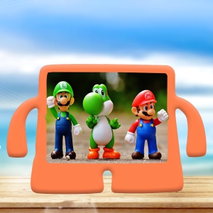 Kids Case for Apple iPad mini 5 (2019), Mini 4 (2015) / Mini 3 (2014) / Mini 2 (2013) / Mini (2012) Light Weight, Handle Friendly Cover with Free-Stand, Durable, Kids EVA Foam Silicone Case Orange