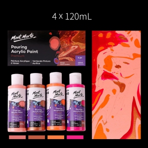 Fluid Acrylic Pouring Paint, 4 oz/Tube, Set of 4 Colors - Coral Series