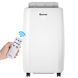 Costway 3-in-1 Portable Air Conditioner - 10000 BTU (350 sq ft Coverage) - 52dB, Window Kit, Remote - White