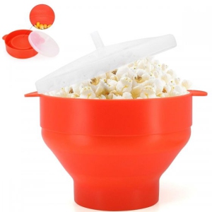 ISTAR Microwaveable Silicone Popcorn Popper, BPA Free Microwave Popcorn Popper, Collapsible Microwave Popcorn Maker Bowl, Dishwasher Safe - Various Colors Available (Red)